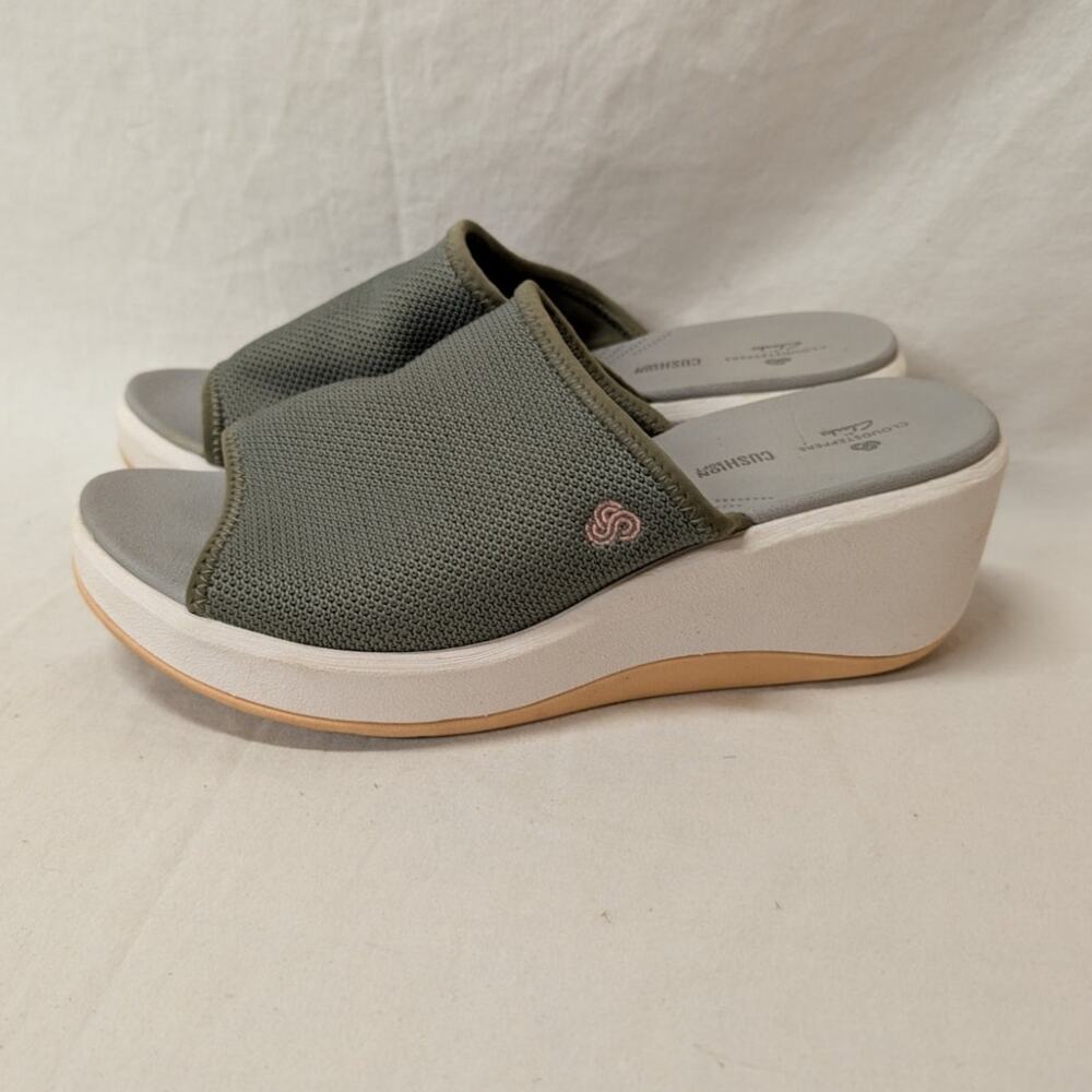 Clarks Step Cali Bay Cloudsteppers Wedge Slide Sandals Gray Women's 7